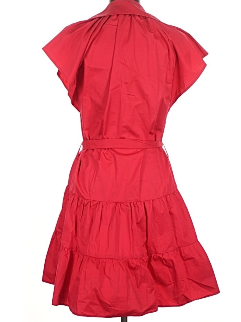 KASIA RUFFLE RED DRESS 100% Cotton Size Small - Picture 2 of 12